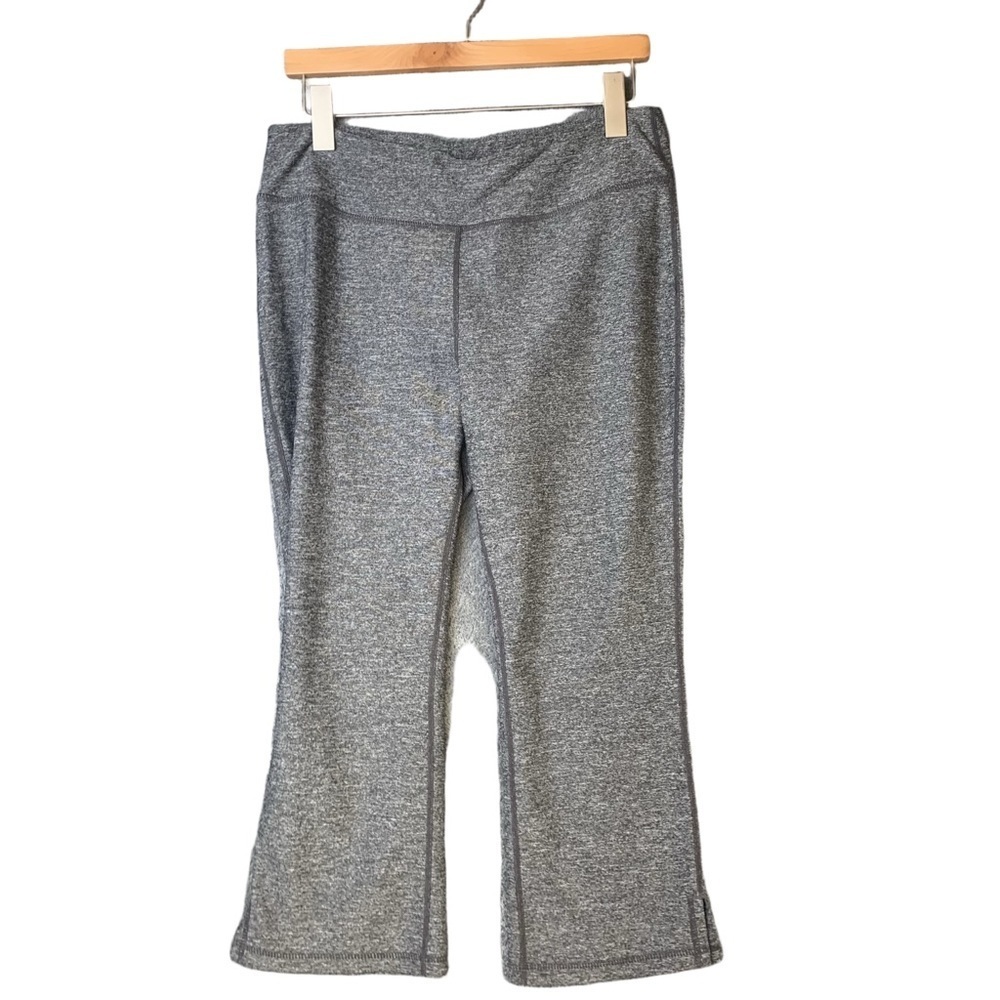 NEW! Roots Speckled Grey Gray Midrise Cropped Mini Flare Stretchy Leggings Large